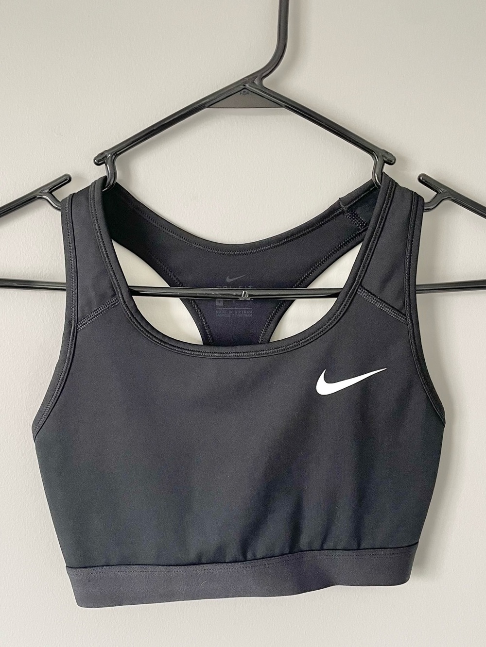 Nike Dri-FIT Black Solid Logo Racerback Wireless Pullover Sports Bra Women’s S